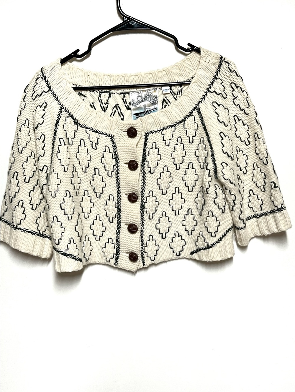 L.A.M.B. by Gwen Stefani Vintage cropped knit cardigan wool cashmere sweater M